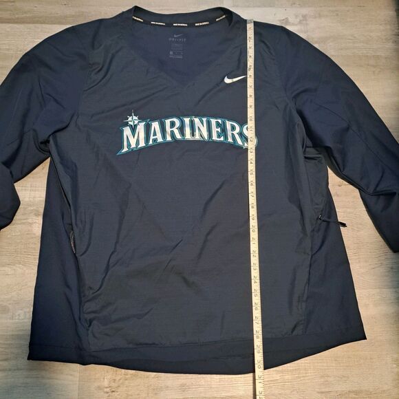 Nike Baseball Seattle Mariners Mens XL Navy Windbreaker Long Sleeve Shirt - Picture 9 of 14